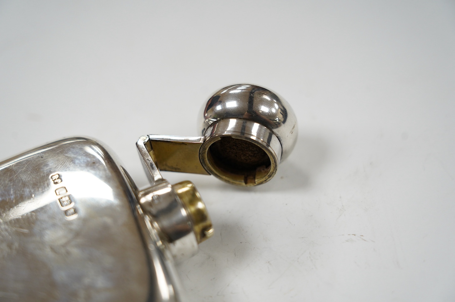 A George VI silver hip flask, Robert Pringle & Sons, London, 1946, 15.2cm, 8oz. Condition - fair